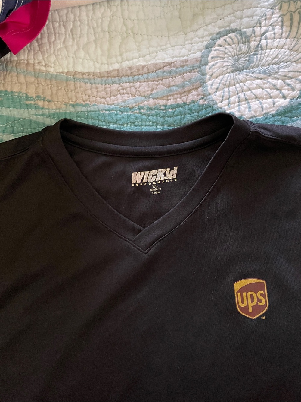 tek gear Black V‑Neck Shirt with UPS Shield Accent